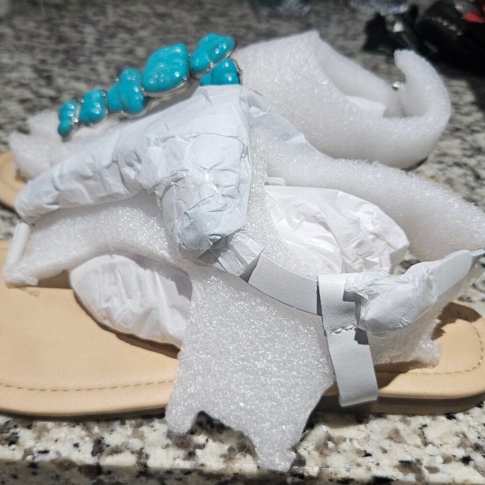 Lucky Brand Sandals Turquiose Gemstone Size 7.5 M